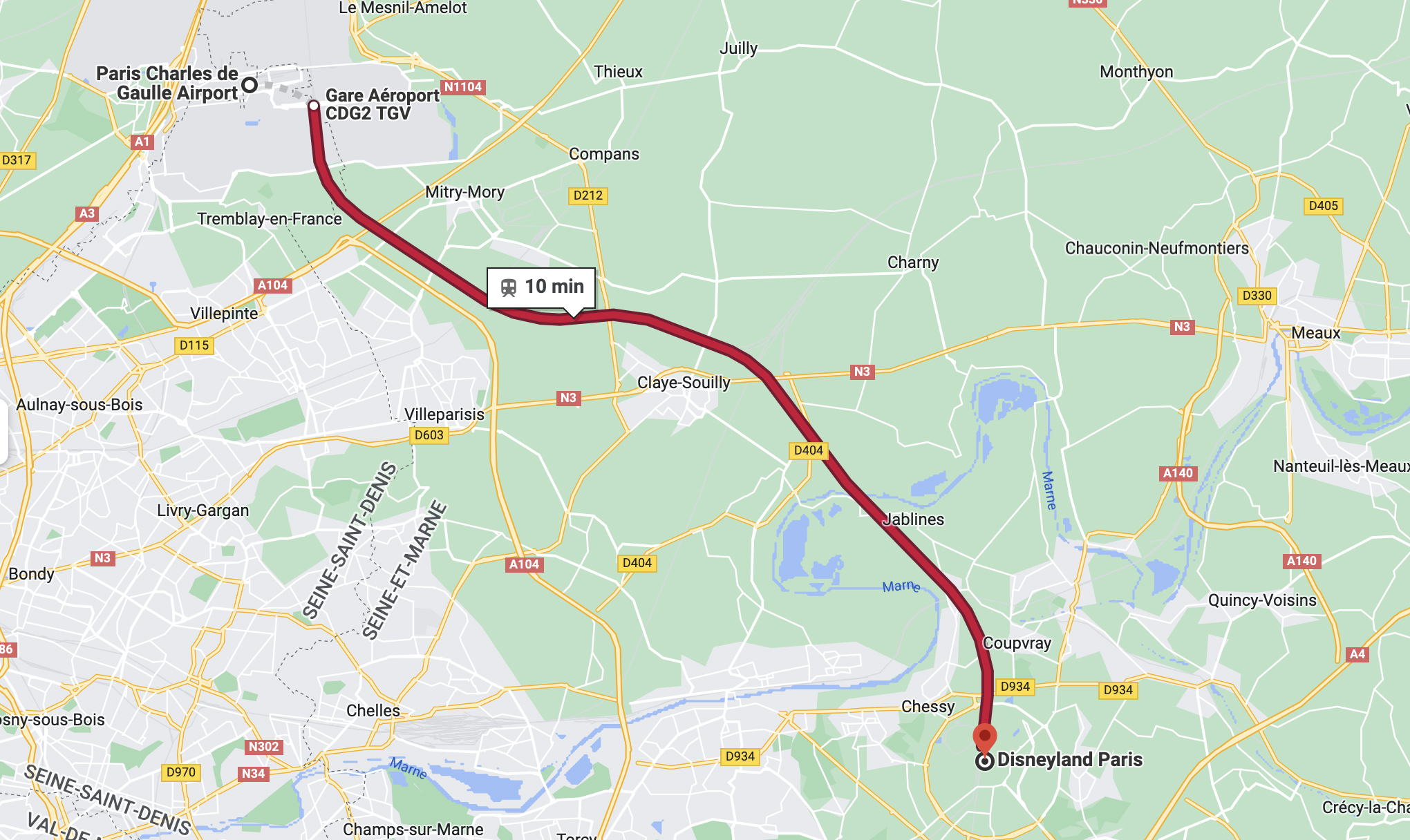 Disneyland Paris Directions - By Train