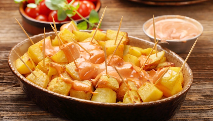 street food in Barcelona -Patatas Bravas