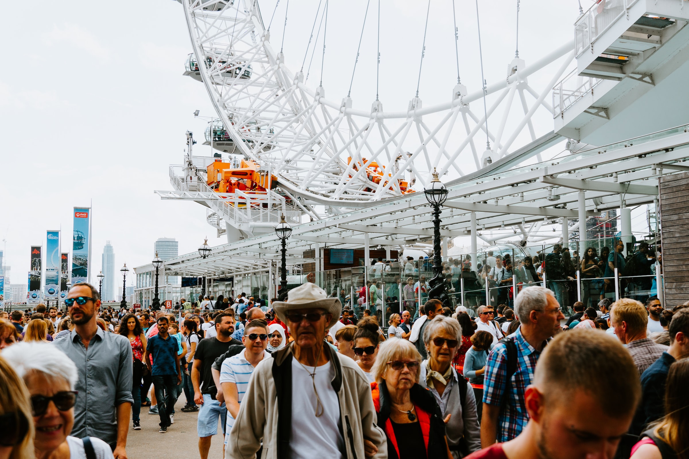 London Eye overlooking the River Thames in London, England.