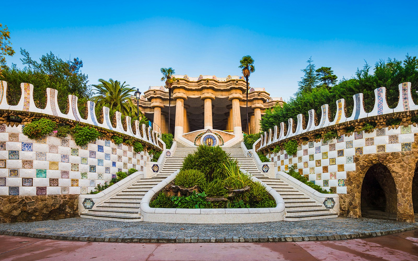 Dragon stairway at park Guell, Barcelona.