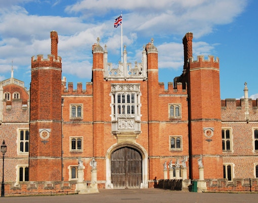 View of the historic Tudor - Hampton Court Palace, a popular tourist attraction in London, England
