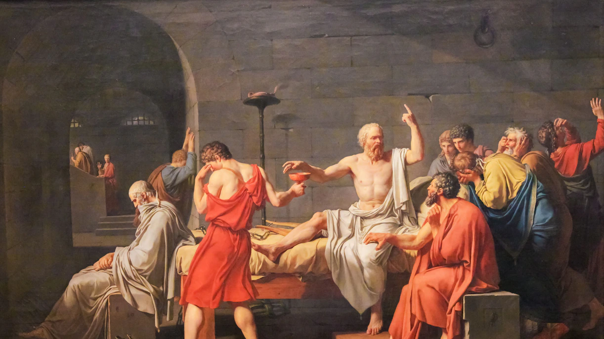 Socrates' death scene painting at Peggy Guggenheim Collection, Venice.