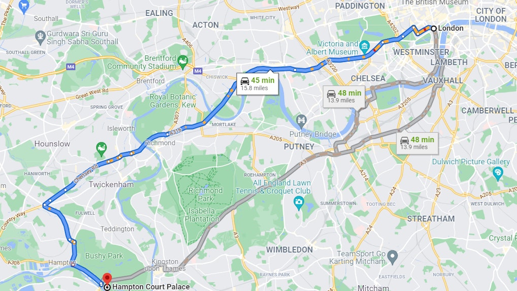 london to hampton court palace