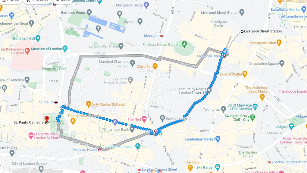 Liverpool Station to St Paul's Cathedral