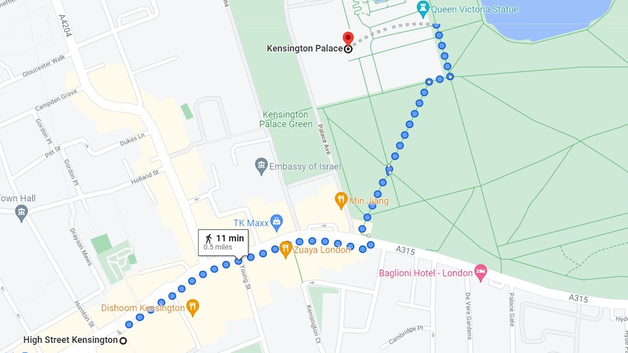 High Street Kensington to Kensington Palace