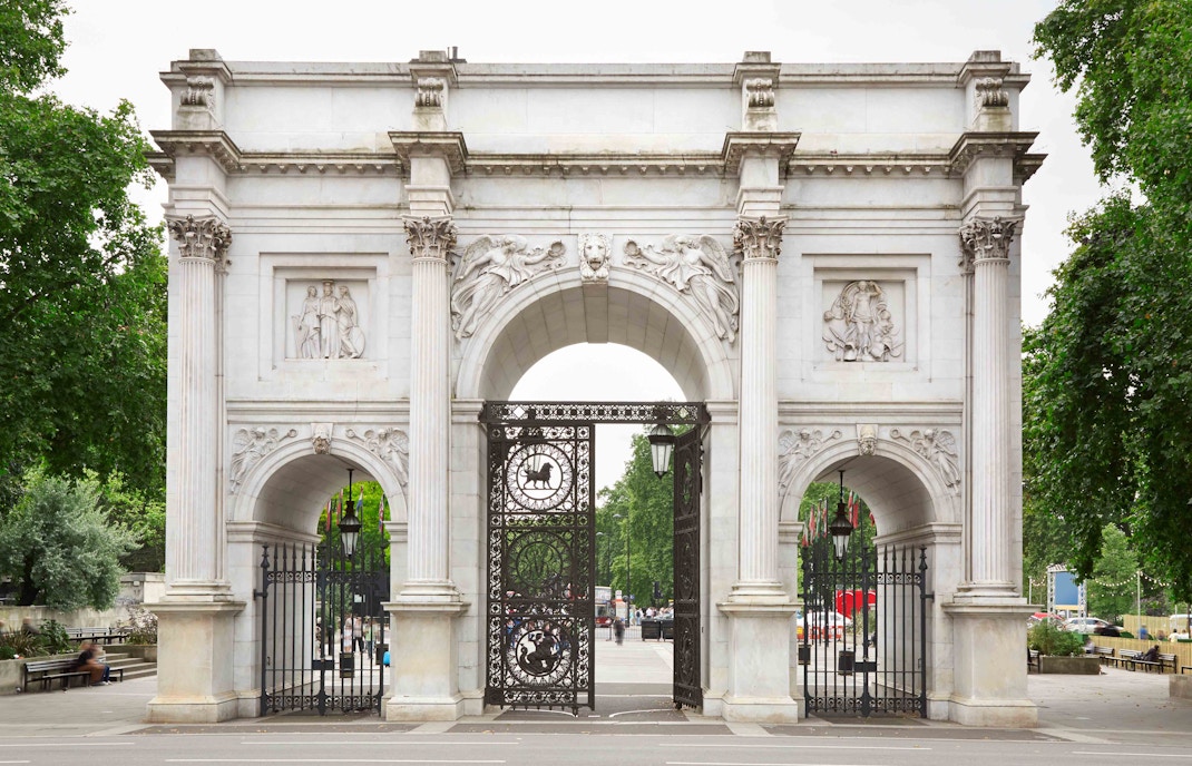 Marble Arch in London on the Hop-on Hop-off Red Shuttle Route.