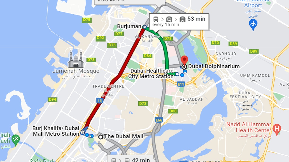 getting to dubai dolphinarium by metro