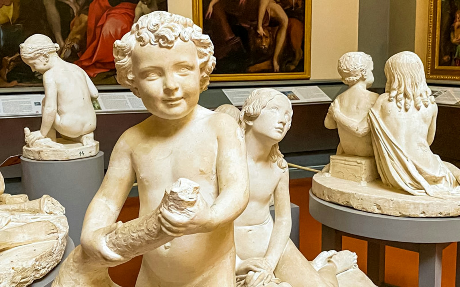 Sculptures of children in Gipsoteca Bartolini, Accademia Gallery, Florence.