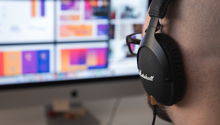 Person listening to a podcast