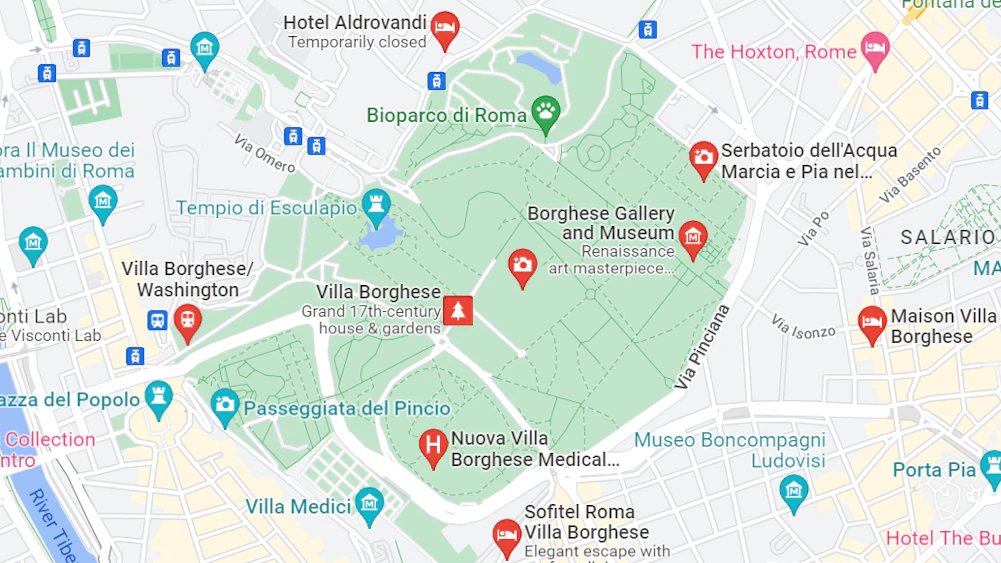 Villa Borghese map