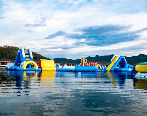Fireworks display at Wings of Time exhibition, Sentosa Island, at night.
