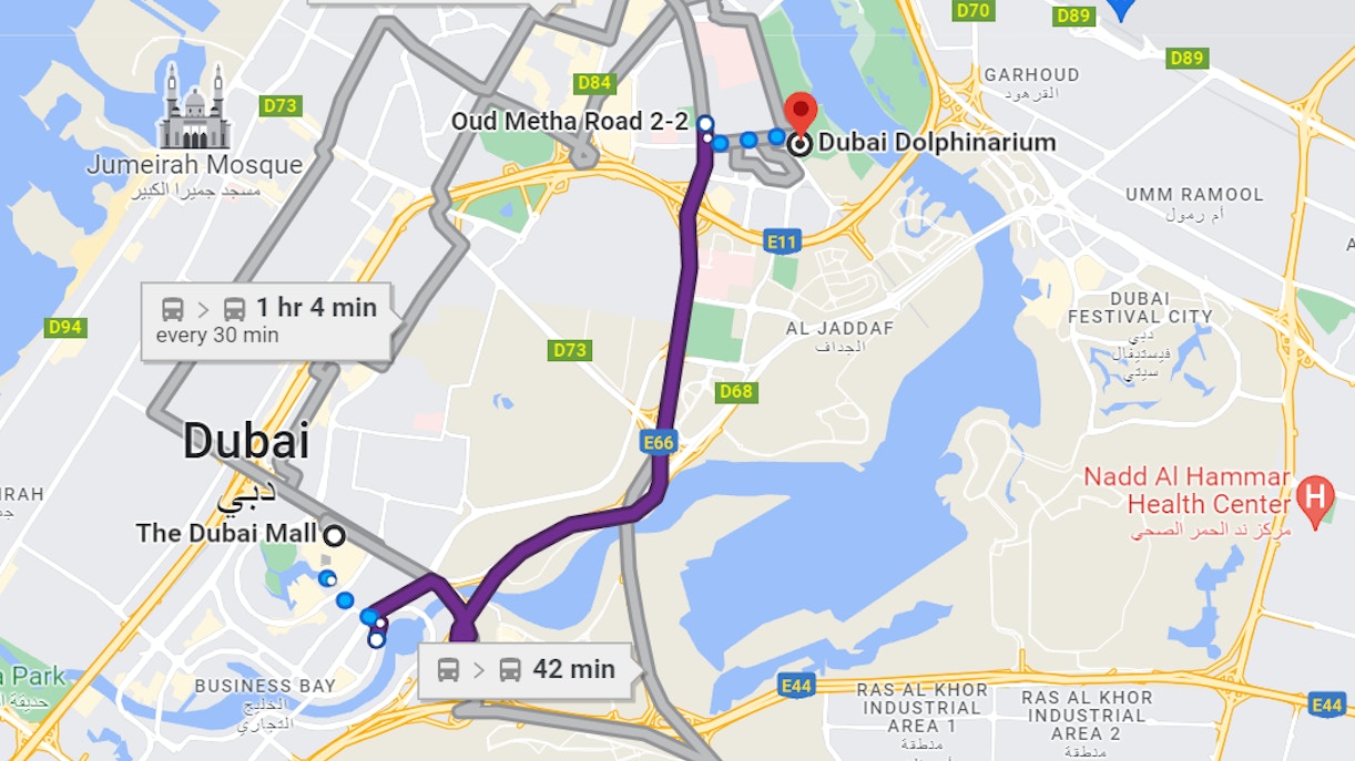 getting to dubai dolphinarium by bus