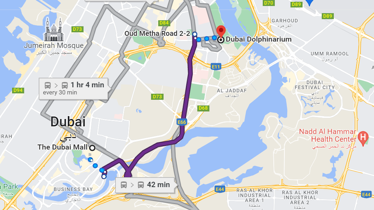 como chegar ao dubai dolphinarium de ônibus
