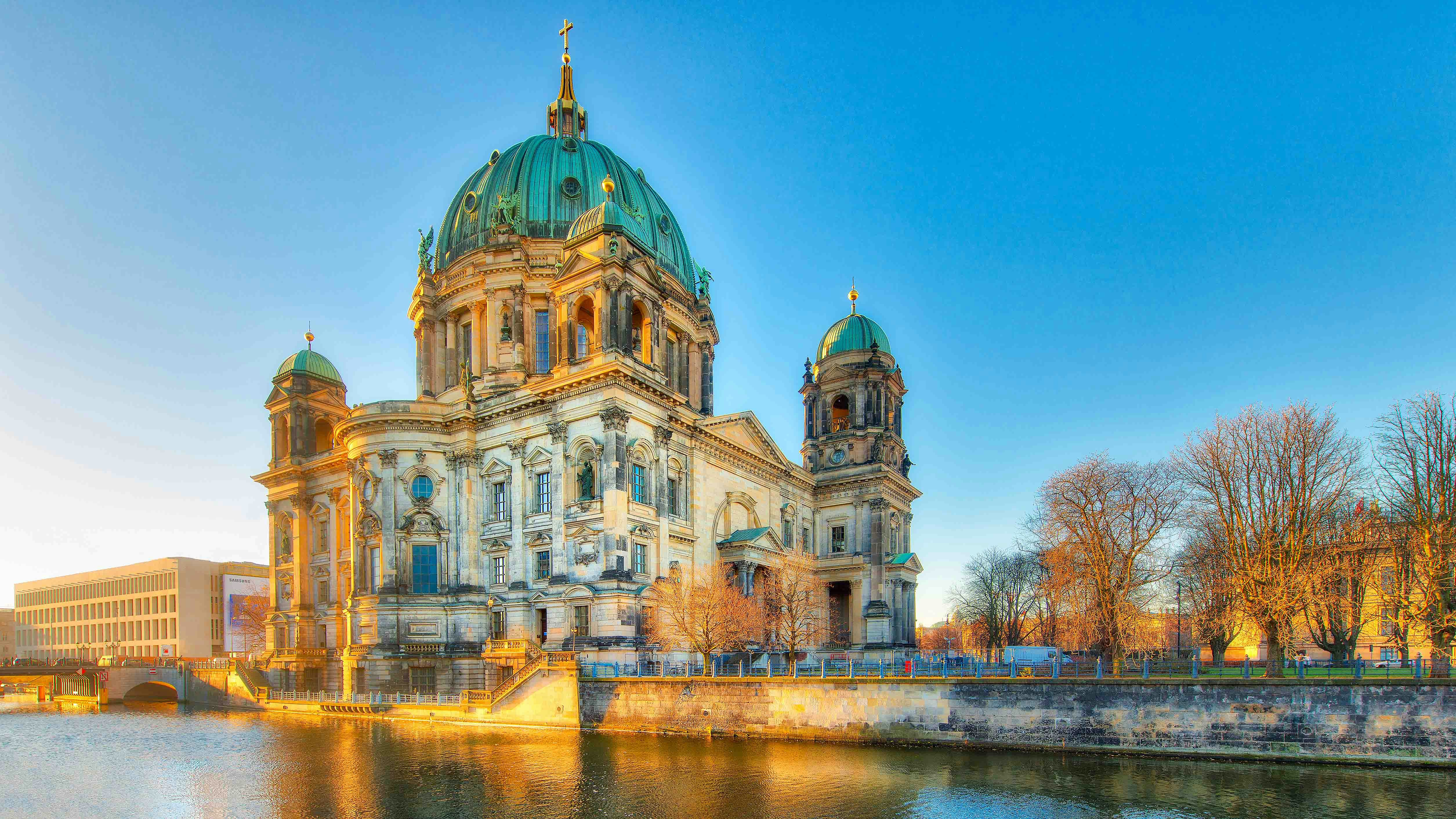 Berlin Cathedral viewed from the river during a boat tour.