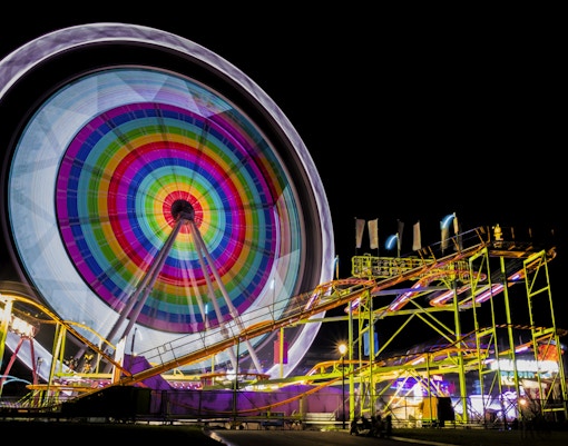 Parque de Atracciones roller coaster in Madrid during April.