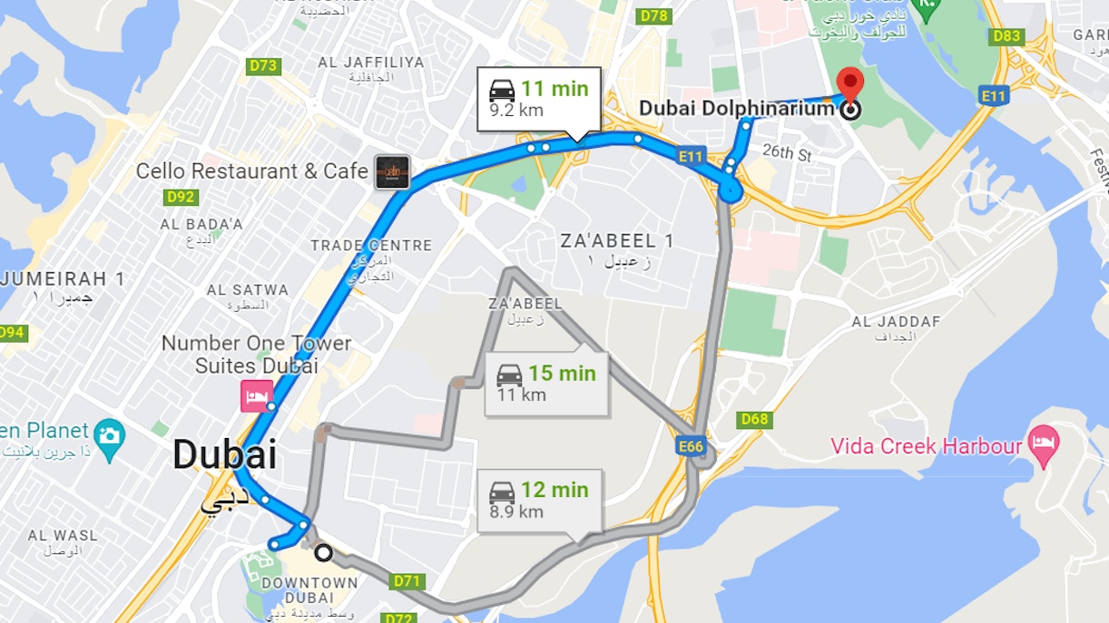 dubai dolphinarium location directions