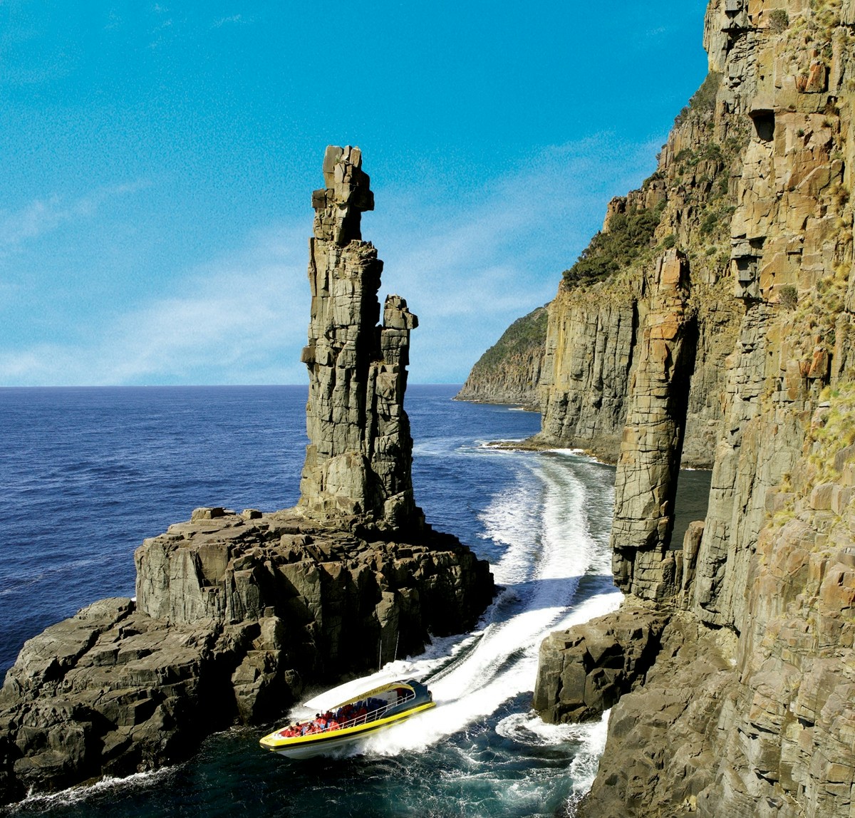 Bruny Island lighthouse with ocean view in Tasmania, Australia.