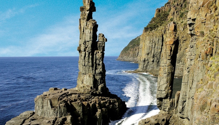 Bruny Island lighthouse with ocean view in Tasmania, Australia.