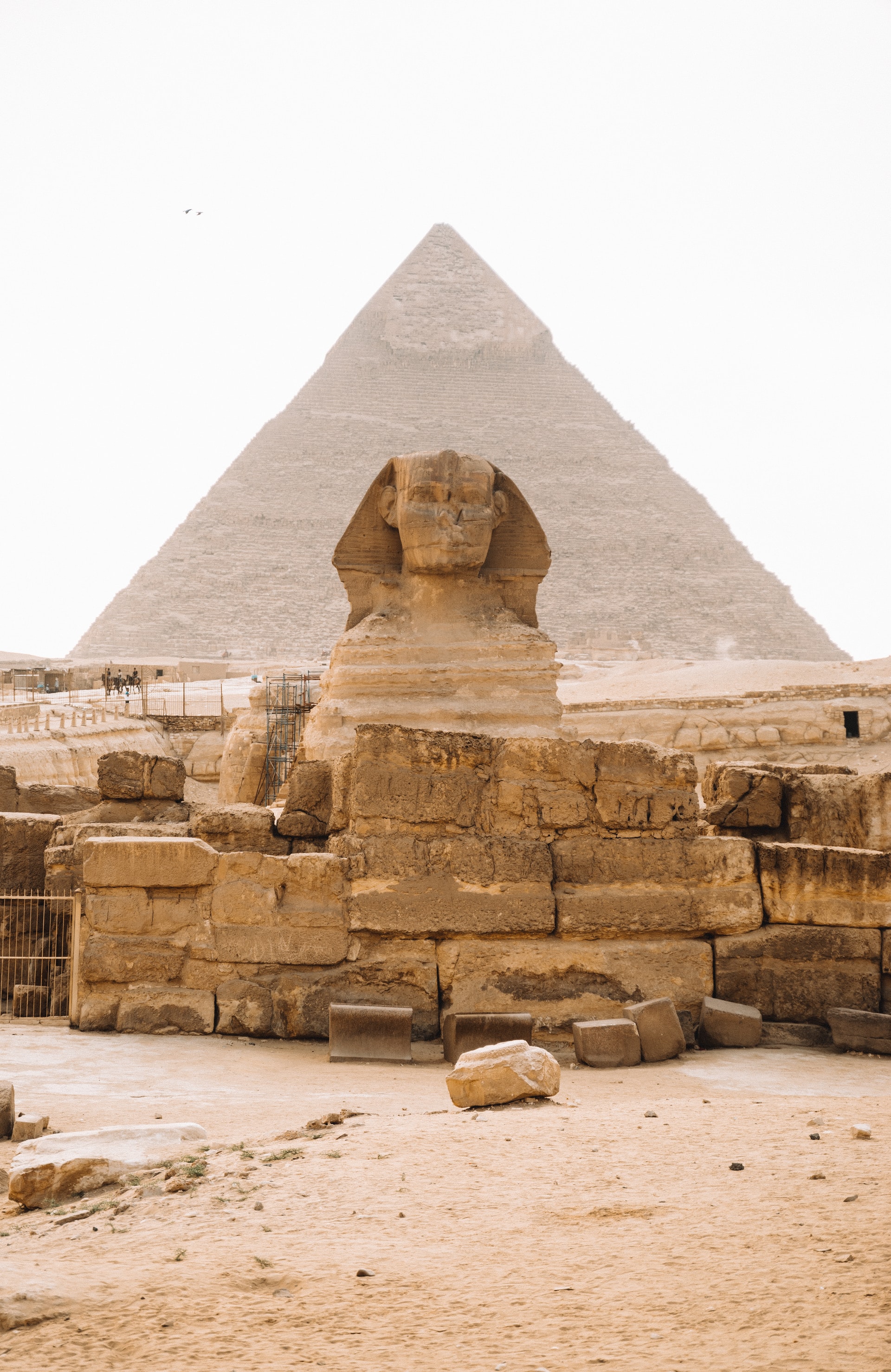 Sphinx and Pyramid of Giza in Egypt.