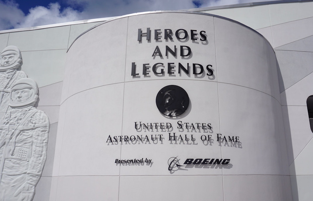 Astronaut Hall of Fame exhibit at Kennedy Space Center, featuring space exploration history.