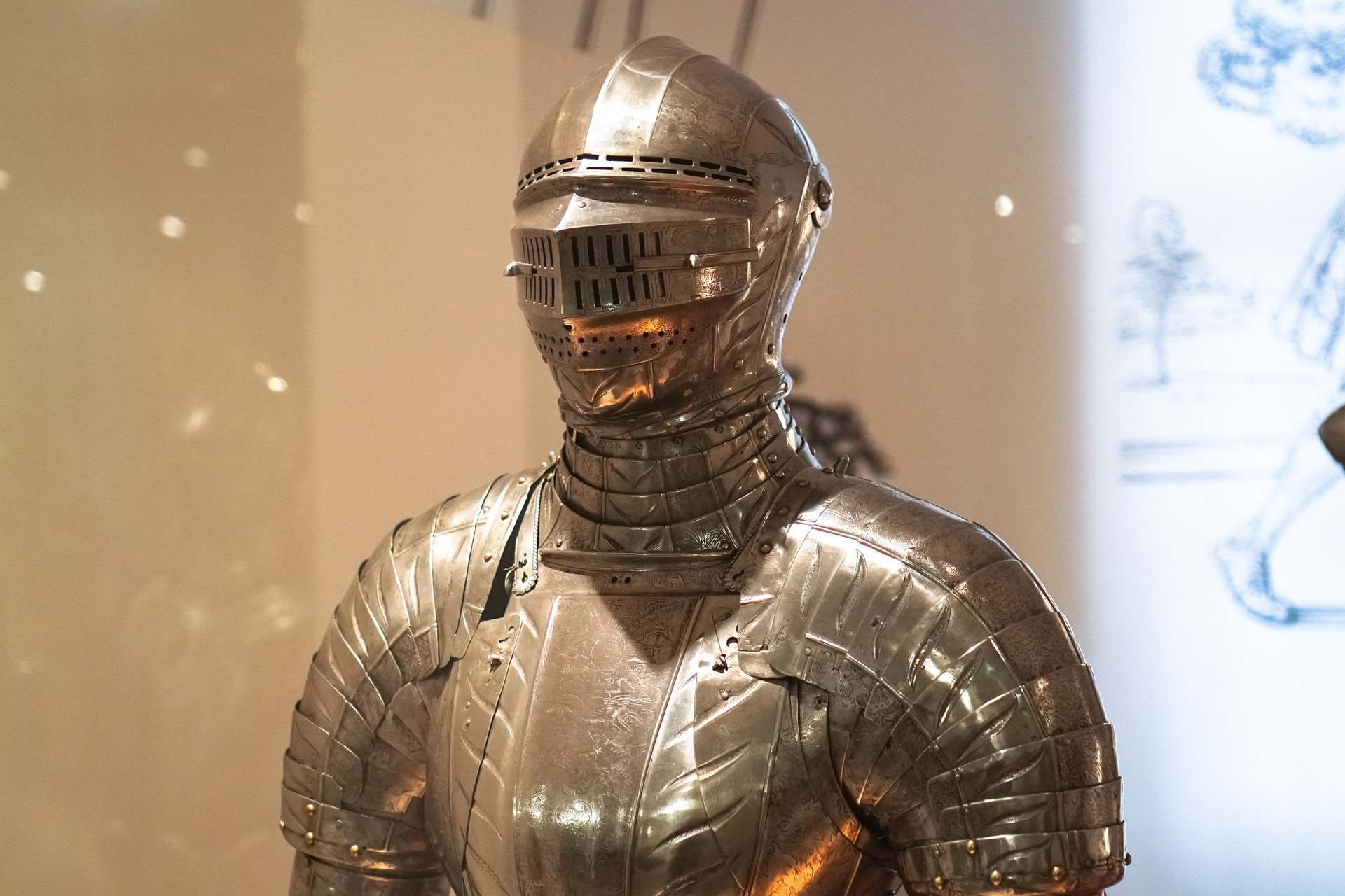 13th-century knight armor on display at Army Museum.