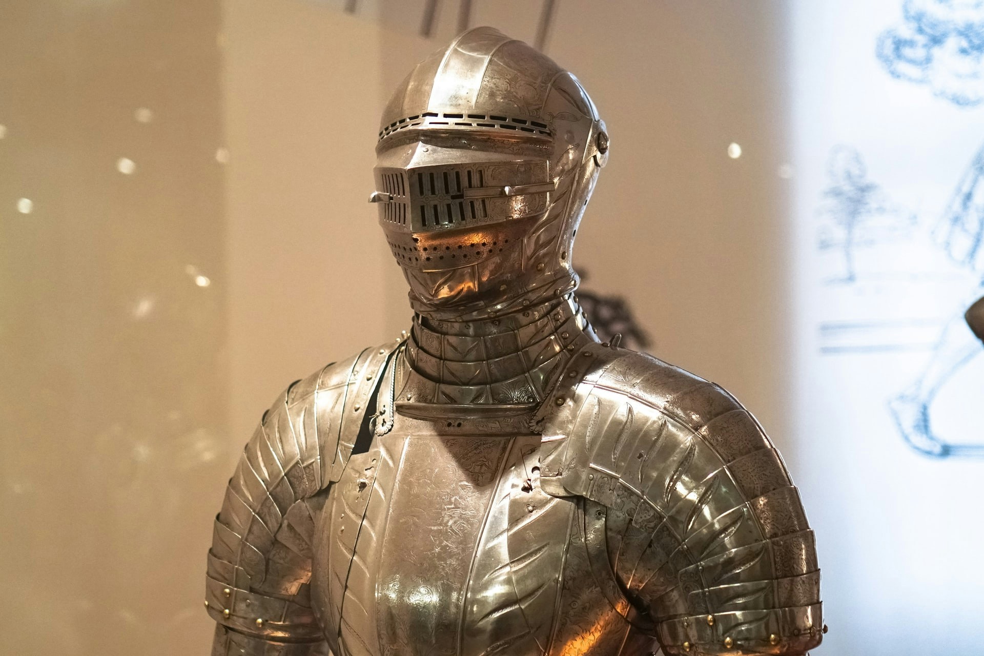 13th-century knight armor on display at Army Museum.