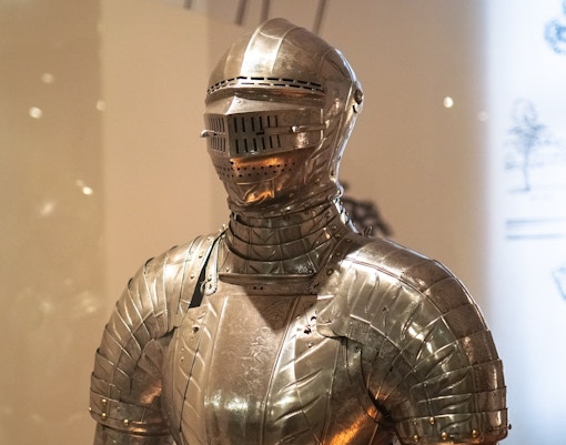 13th-century knight armor on display at Army Museum.