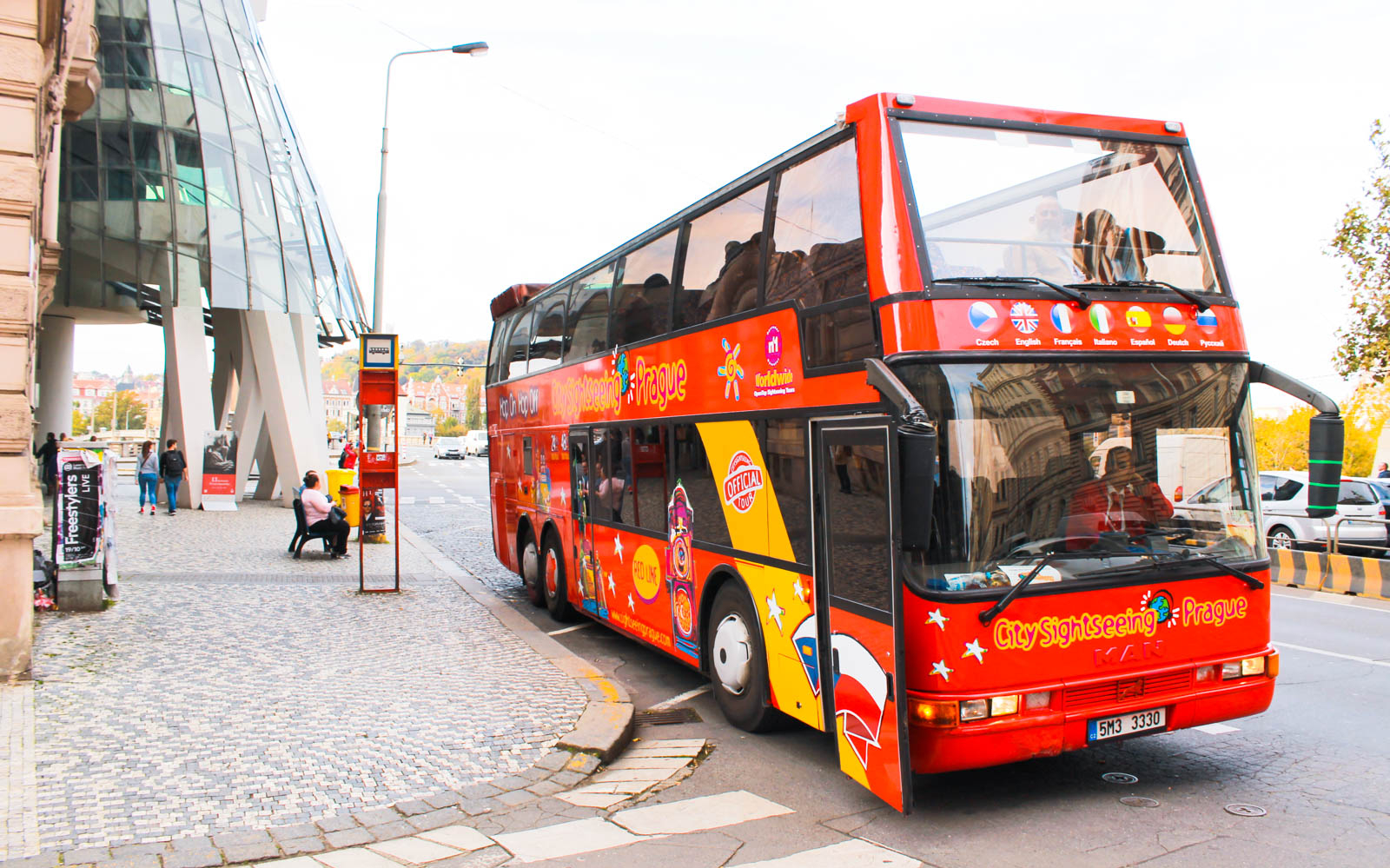 Prague Hop On Hop Off Bus at bay