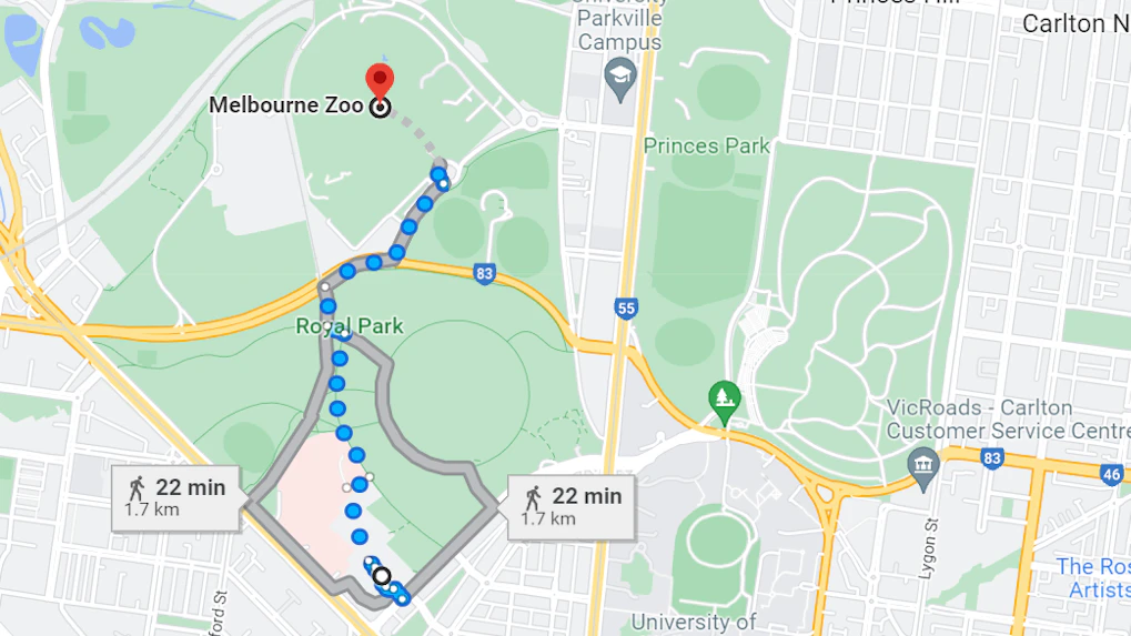 melbourne zoo directions | walking to melbourne zoo
