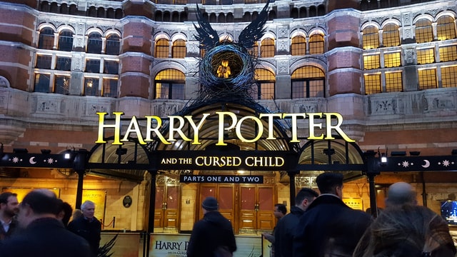 Palace Theatre London with Harry Potter and the Cursed Child marquee.
