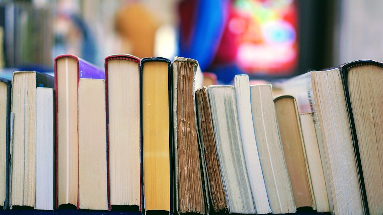 Books displayed at Castel Sant'Angelo Bookstore in Rome.