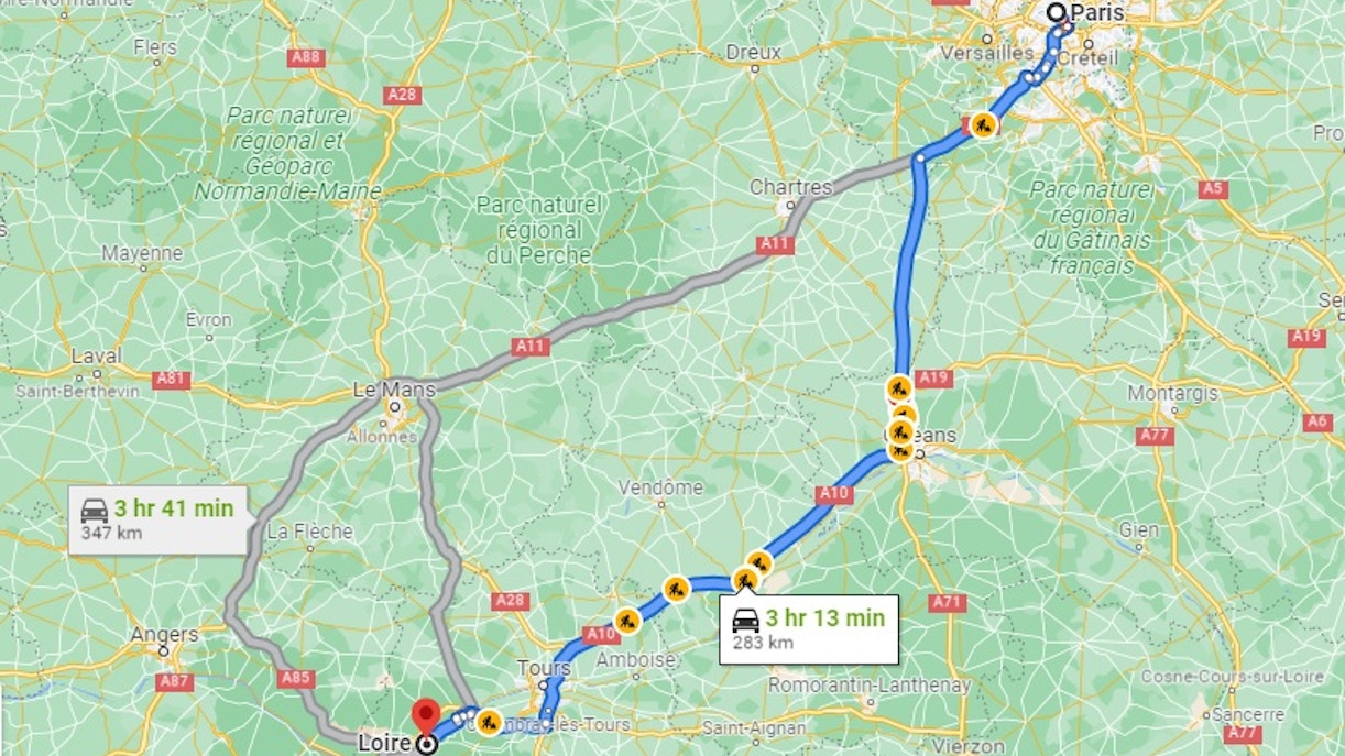 Mapa Tours Vale do Loire