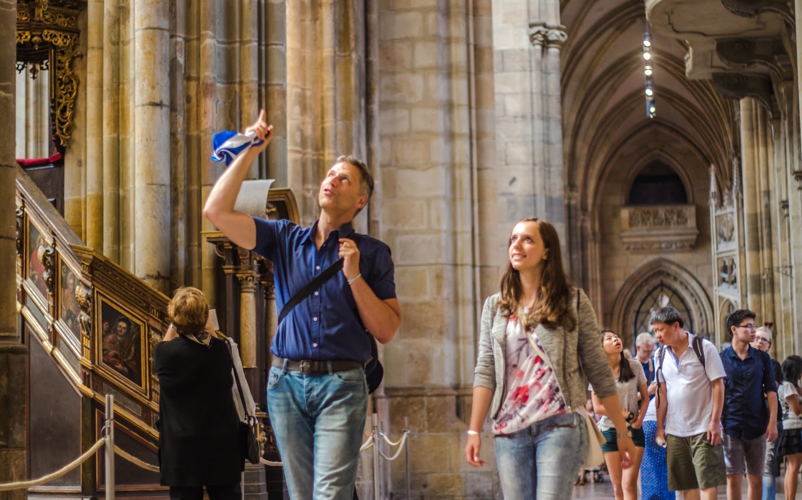 Prague Castle with tourists in front, showcasing skip-the-line access.