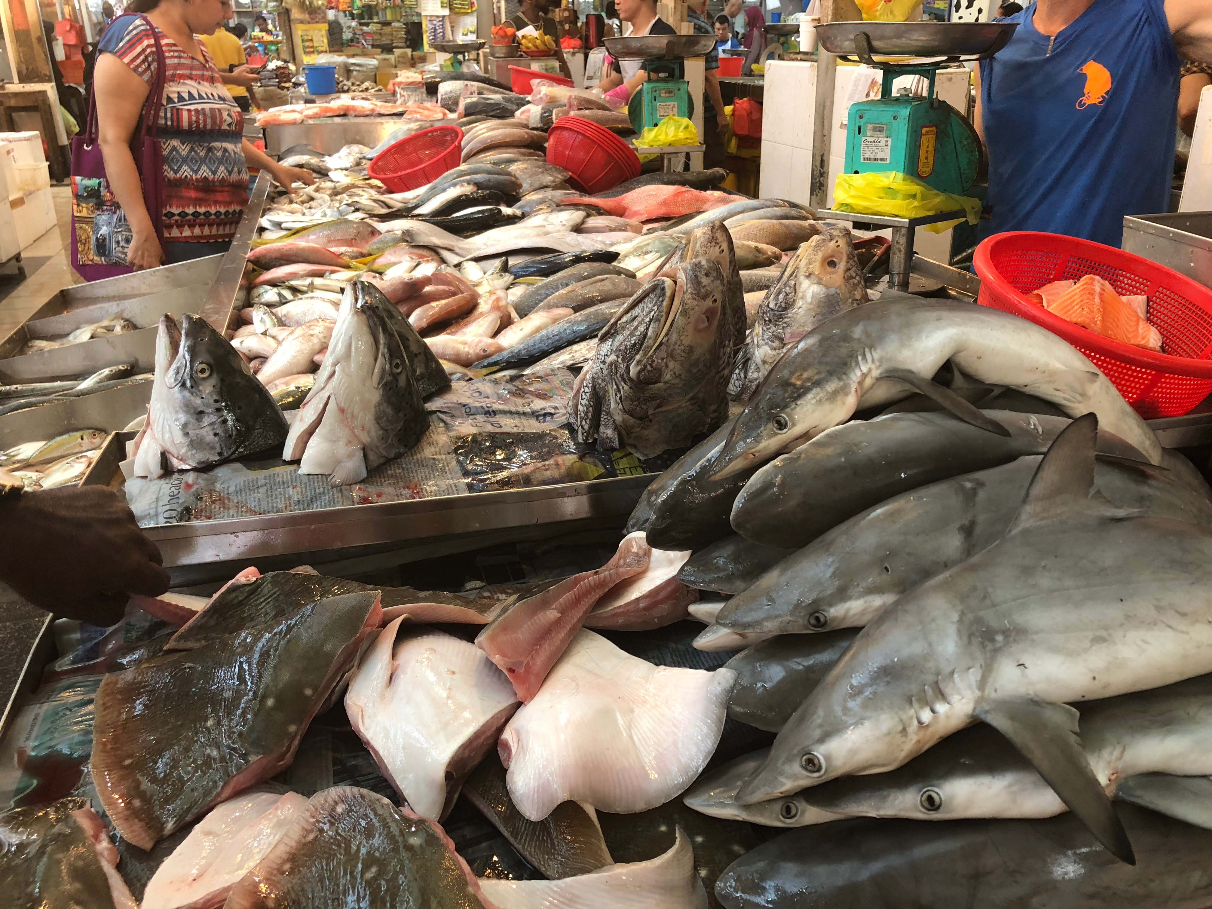 Tekka Centre food stalls with diverse Singapore street food options.