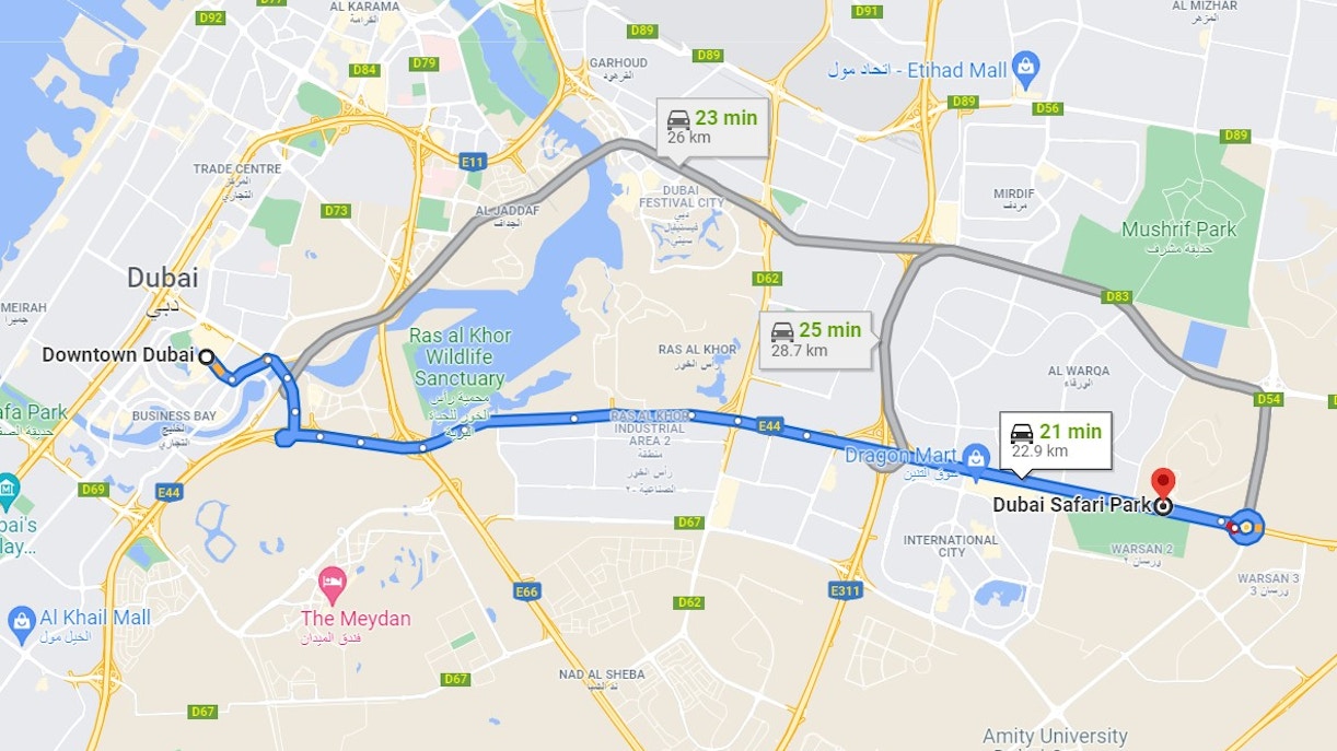 Del centro de Dubái al Dubai Safari Park