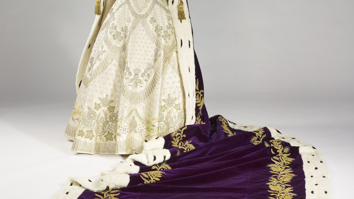 Royal robe and gown displayed for Queen Elizabeth's Platinum Jubilee.