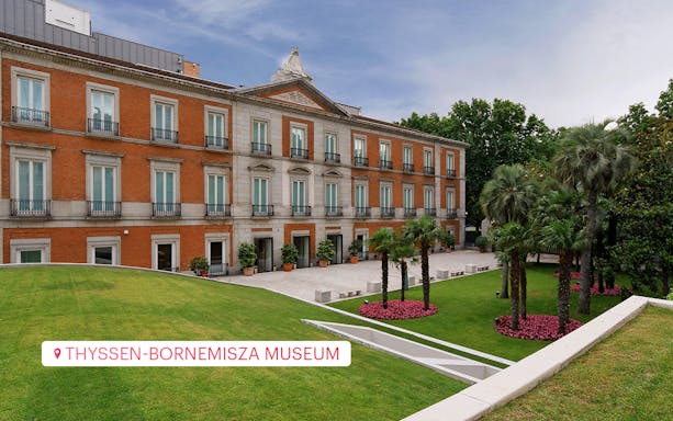 Thyssen-Bornemisza Museum exterior with garden, part of iVenture Madrid Flexi Pass attractions.