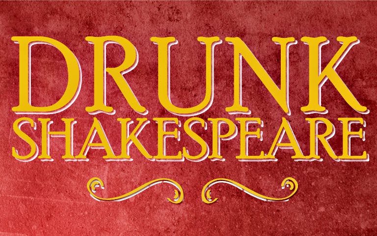 Drunk Shakespeare logo on red background