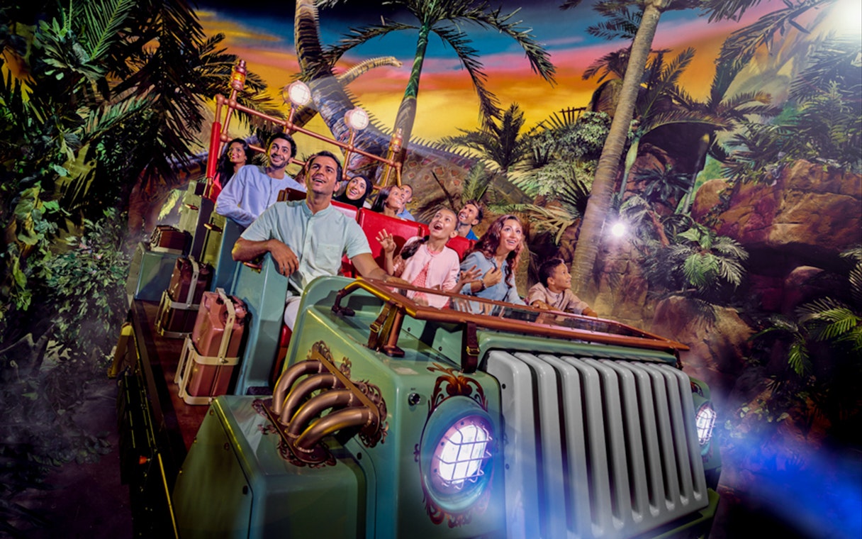 Visitors enjoying a thrilling ride at IMG Worlds of Adventure, Dubai.