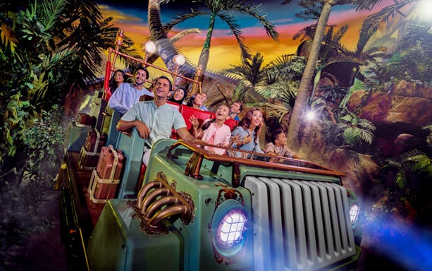 Visitors enjoying a thrilling ride at IMG Worlds of Adventure, Dubai.