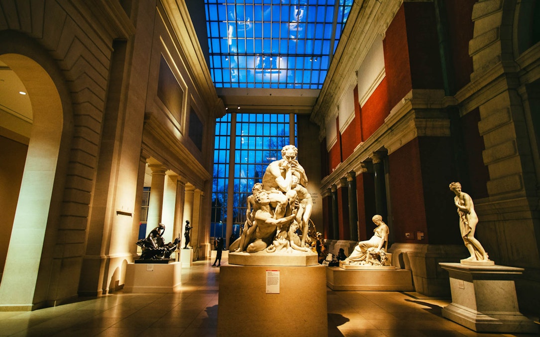Sculpture gallery inside the Metropolitan Museum of Art, New York City.