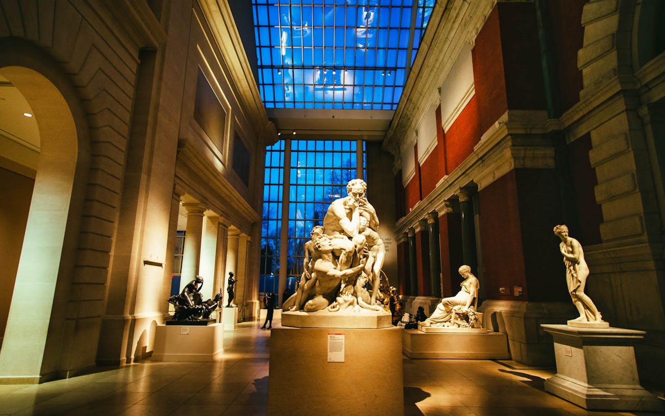 Sculpture gallery inside the Metropolitan Museum of Art, New York City.