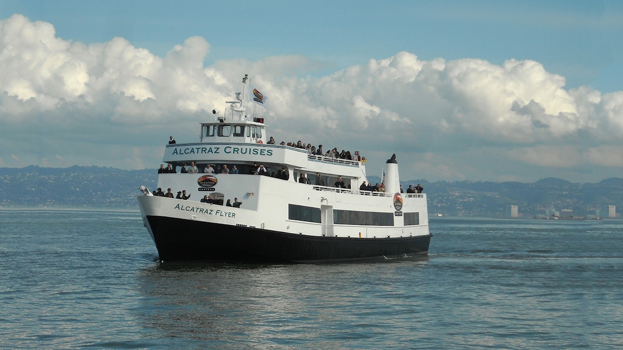 Alcatraz Flyer ferry on San Francisco Bay during Escape from the Rock Cruise.
