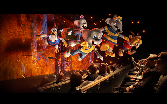 Visitors enjoying 4D animated characters at Sentosa Adventureland.