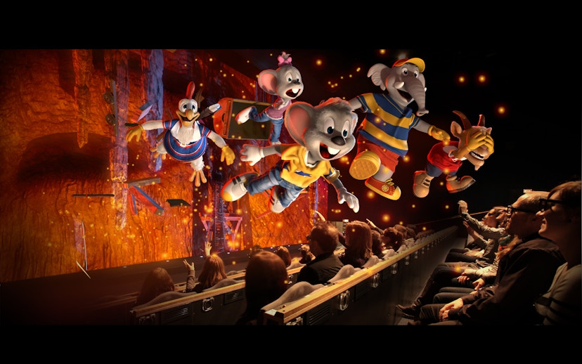 Visitors enjoying 4D animated characters at Sentosa Adventureland.