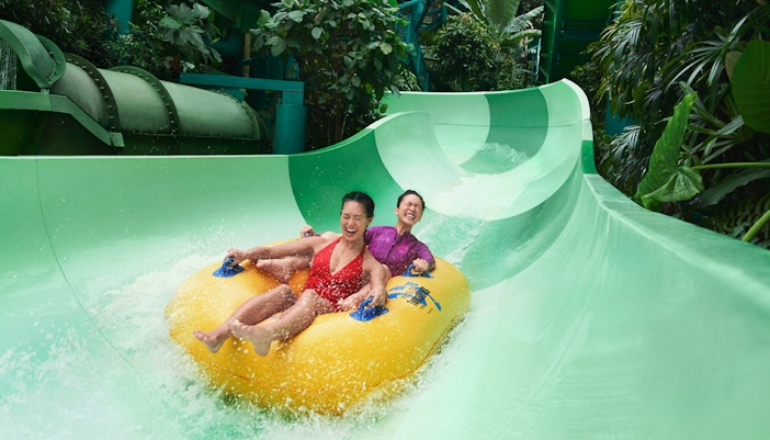 Guests on Pipeline Plunge at Adventure Cove Waterpark