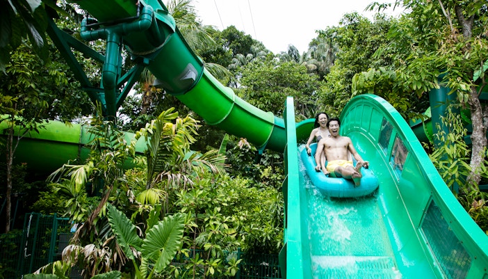 Guests on Riptide Rocket at Adventure Cove Waterpark