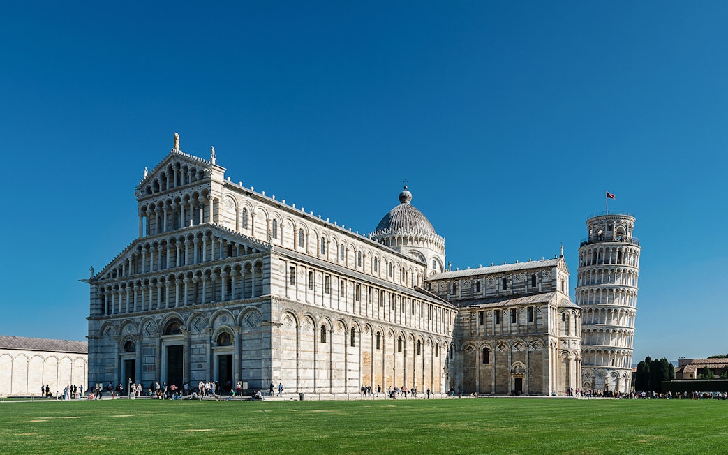 Pisa Cathedral and Leaning Tower in Pisa Monumental Complex, Italy.