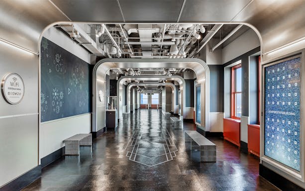 Empire State Building Observatory interior hallway with modern design elements.
