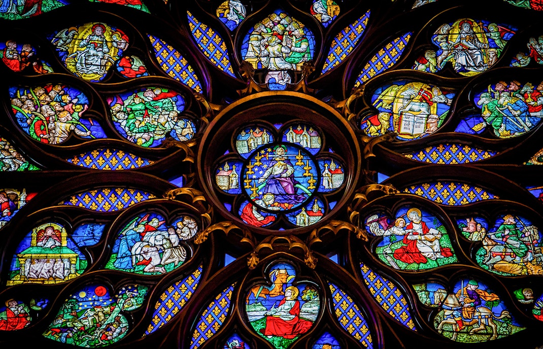 Sainte Chapelle with Stained Glass Window showcasing vibrant colours.